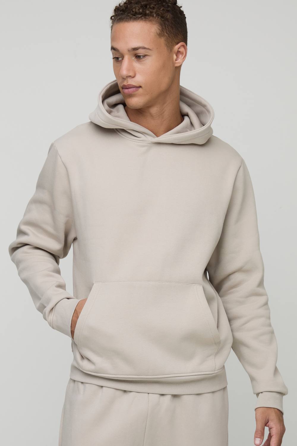 Tall Essential Boxy Over the Head Hoodie | Stone | Size Medium
