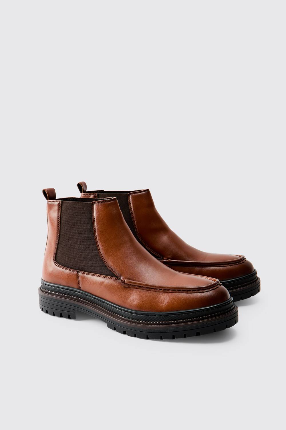 PU Apron Front Chelsea Boot | Tan | Size 8