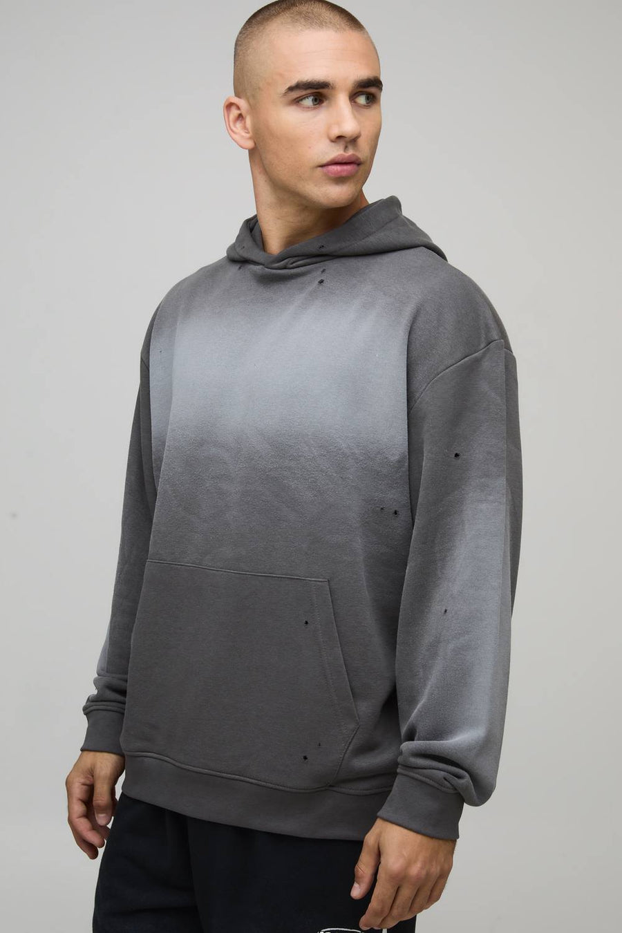 Charcoal Oversized Washed Loopback Hoodie | Size Small