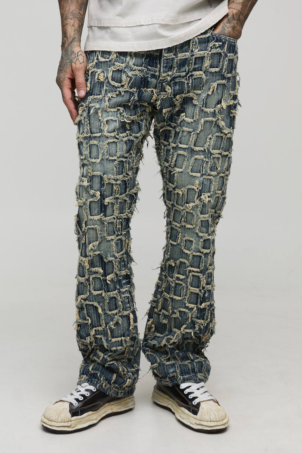 Tall Slim Flared Distressed Washed Jeans | Antique Wash | Size 32