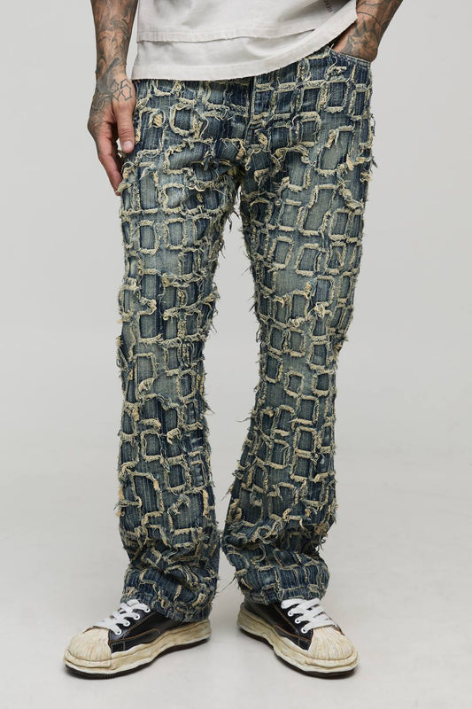 Tall Slim Flared Distressed Washed Jeans | Antique Wash | Size 32