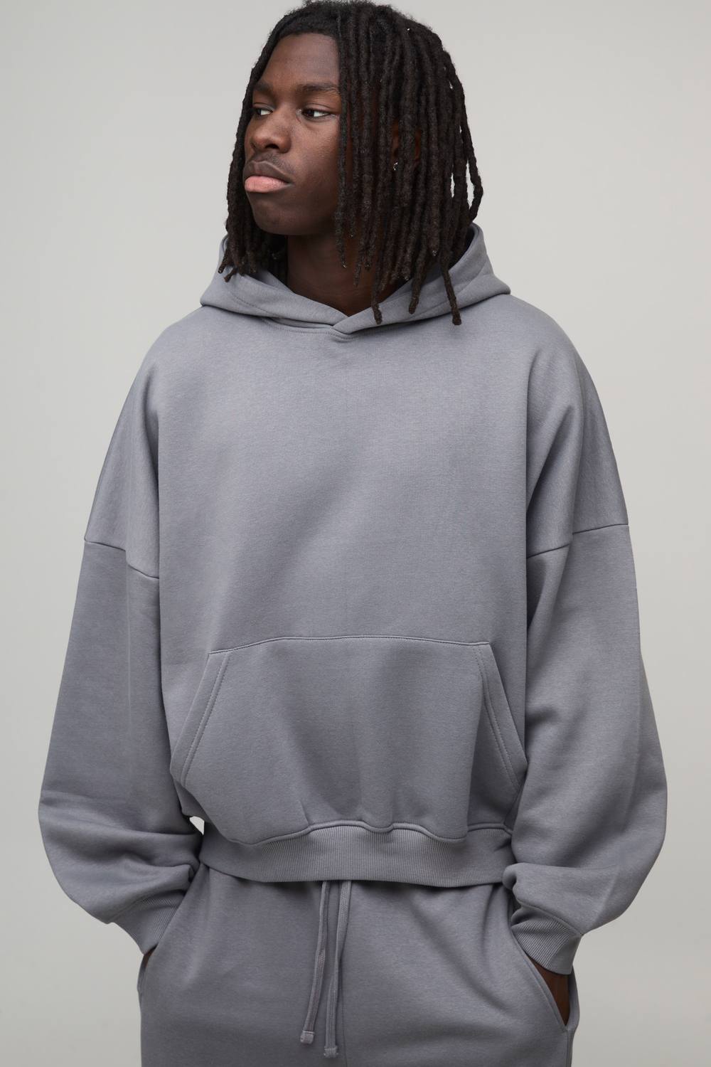 Essential Oversized Boxy Dropped Shoulder Batwing Hoodie | Grey | Size Medium