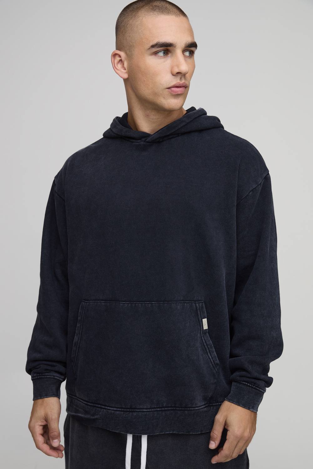Washed Oversized Over The Head Hoodie | Washed Black | Size Medium