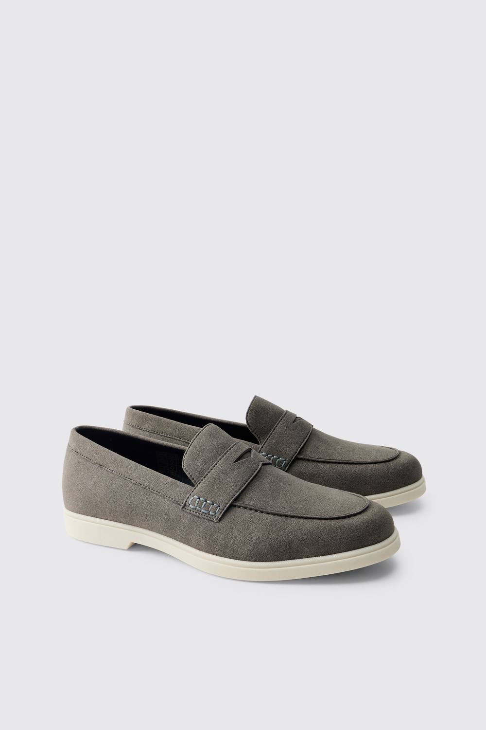 Casual Faux Suede Penny Loafer | Charcoal | Size 10