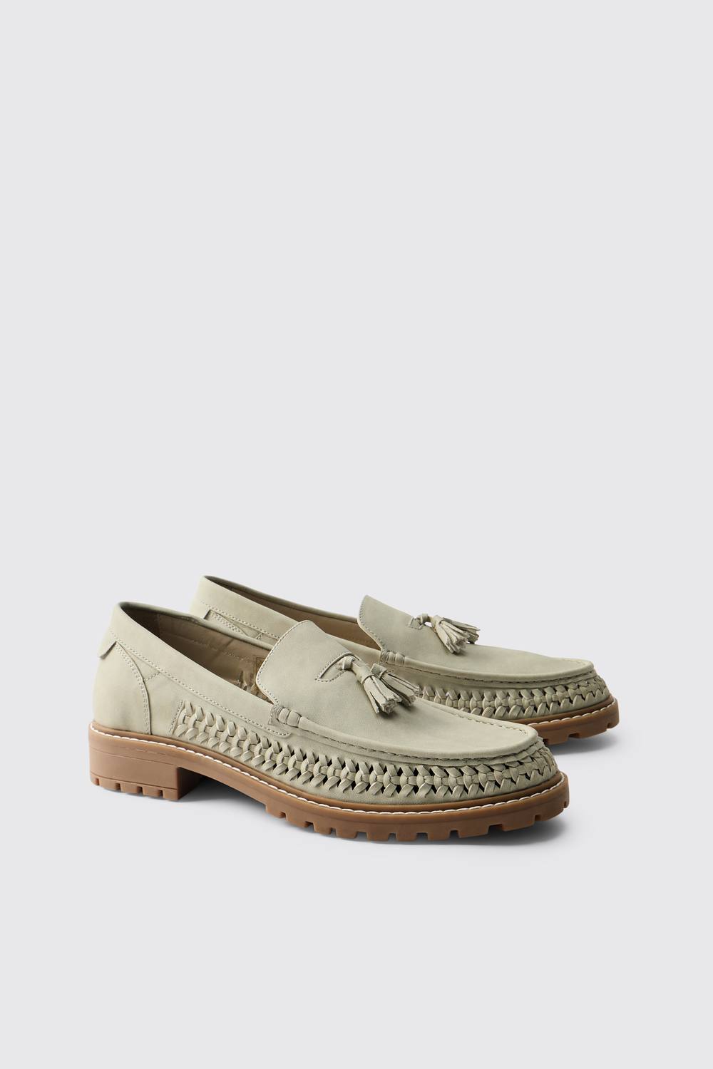 Faux Suede Weave Track Sole Loafer | Stone | Size 12