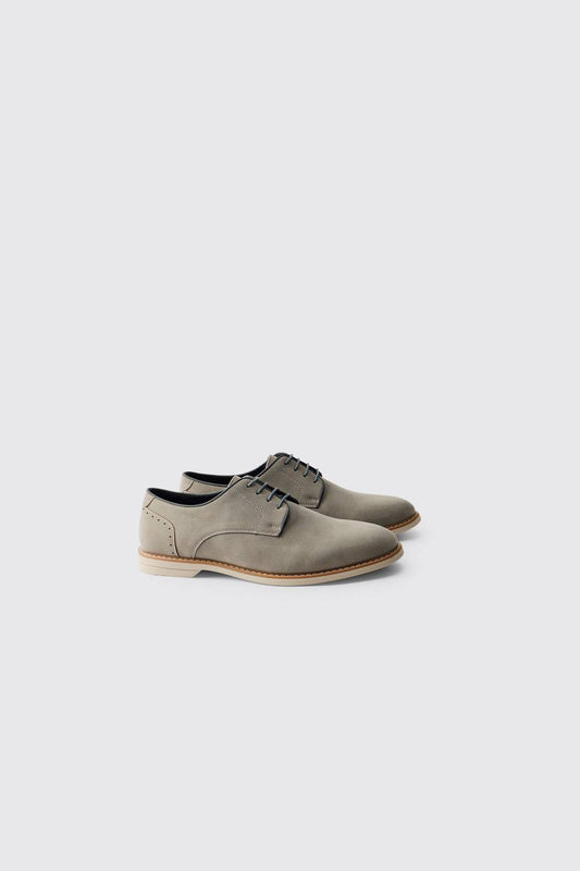 Faux Suede Derby Shoe | Grey | Size 12