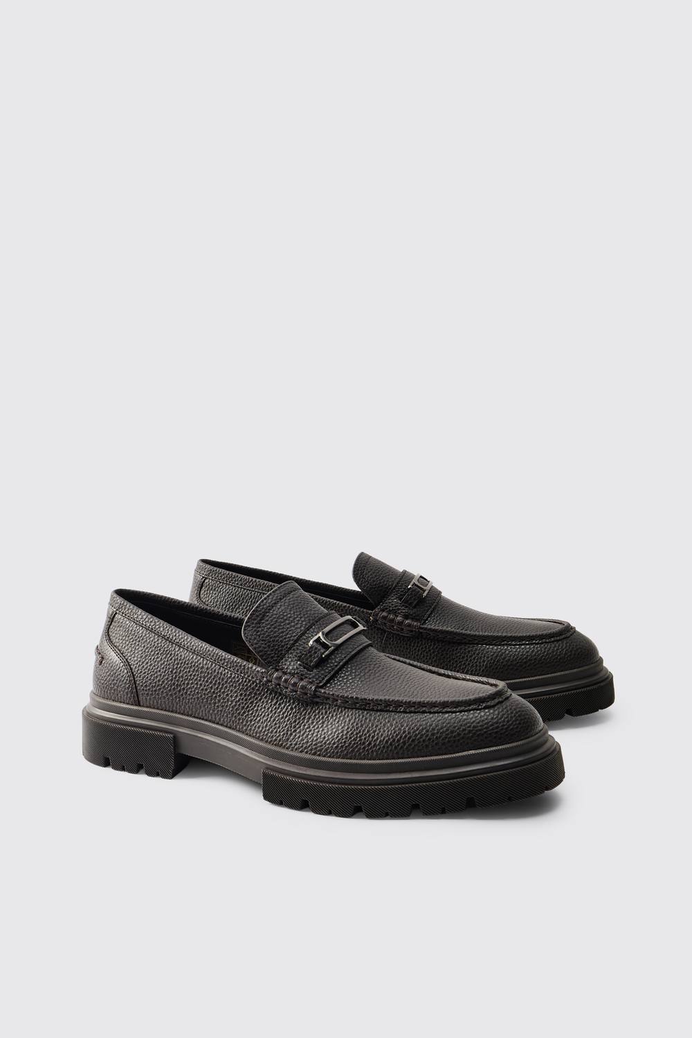 Chunky Textured PU Loafer | Chocolate | Size 10