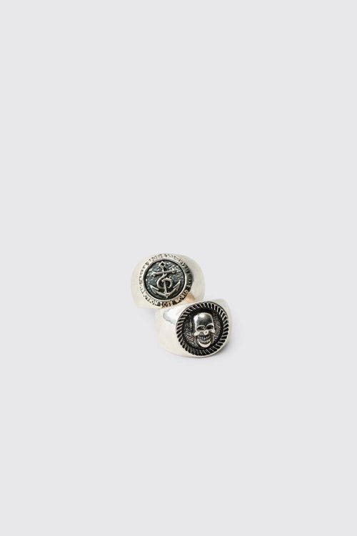 2 Pack Chunky Signet Rings | Silver | Size Small/Medium