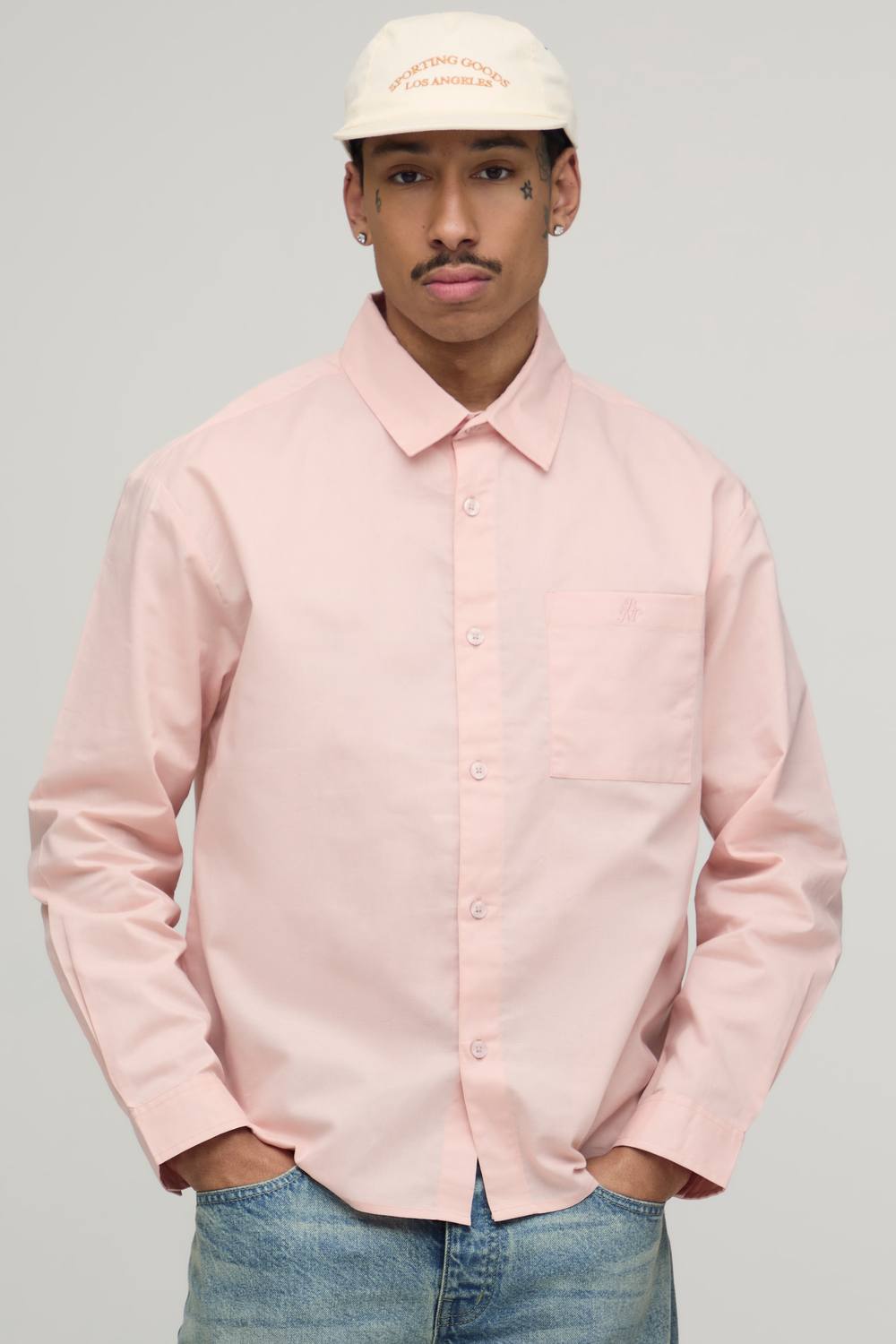 Oversized Fit Oxford Shirt | Peach | Size Medium