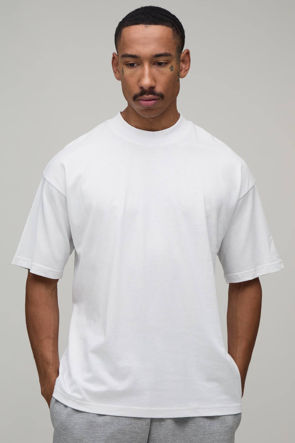 Essential Oversized Extended Neck T-Shirt | White | Size Medium