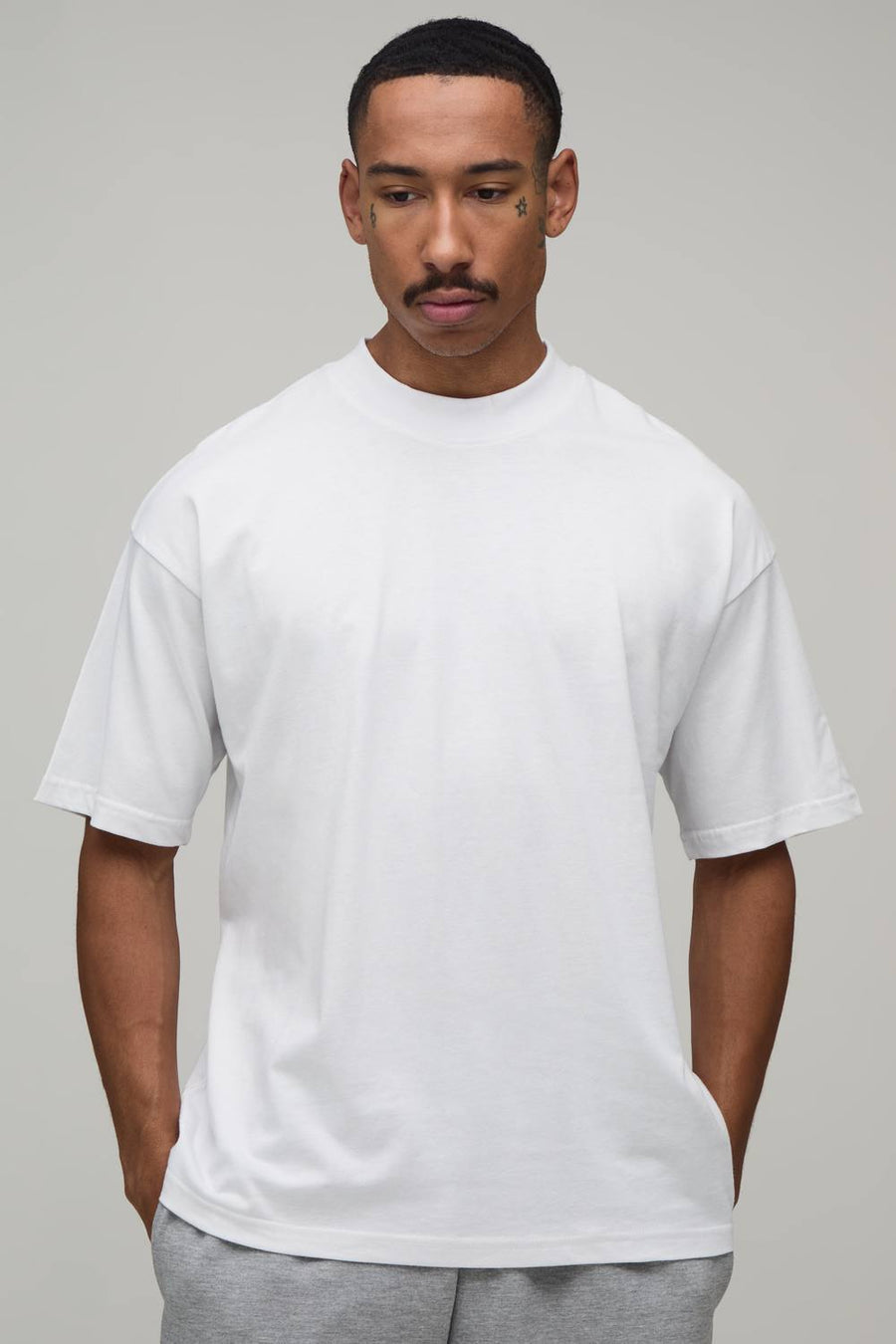 Essential Oversized Extended Neck T-Shirt | White | Size Medium