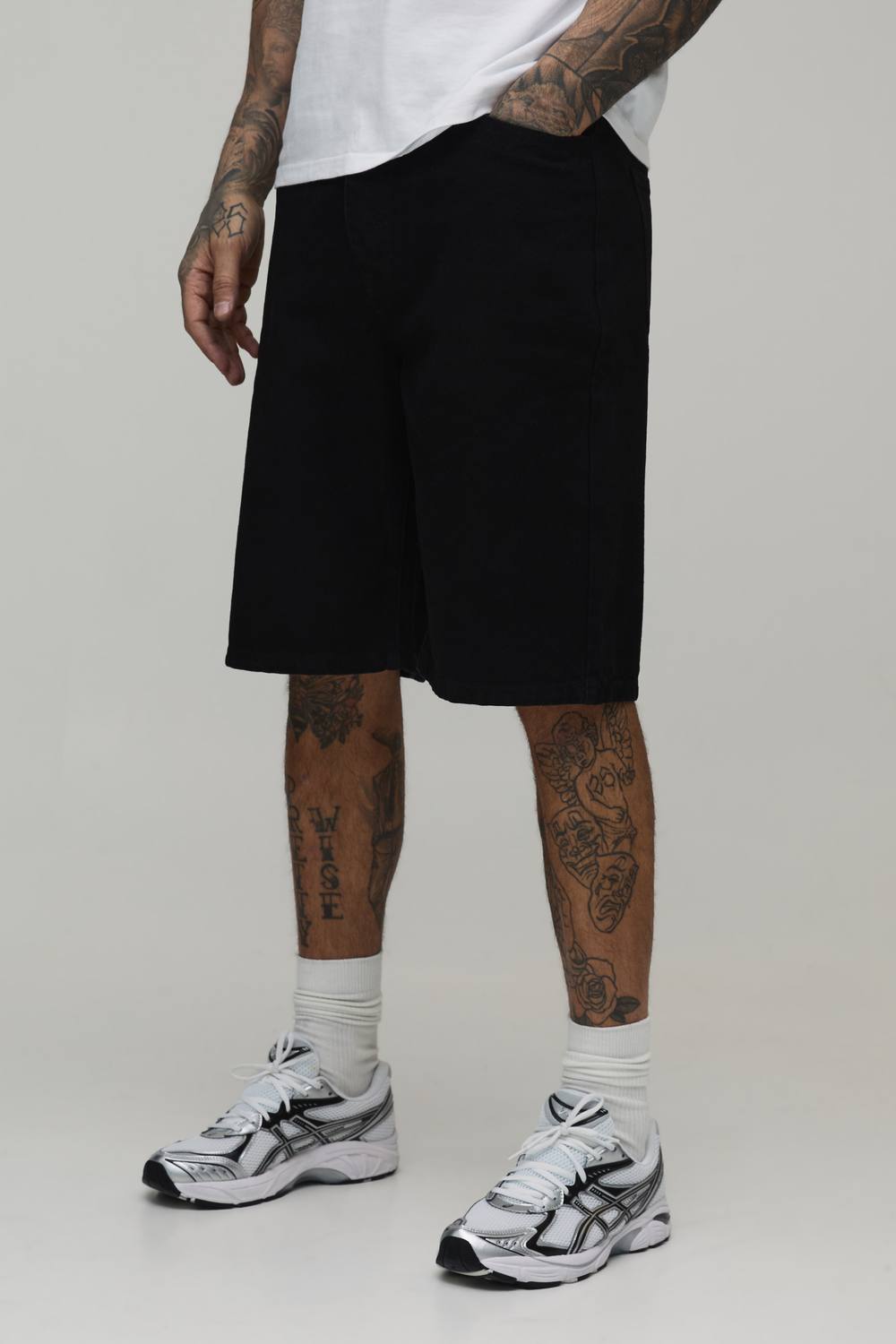 Tall Essential Relaxed Fit Denim Shorts | Black | Size 40