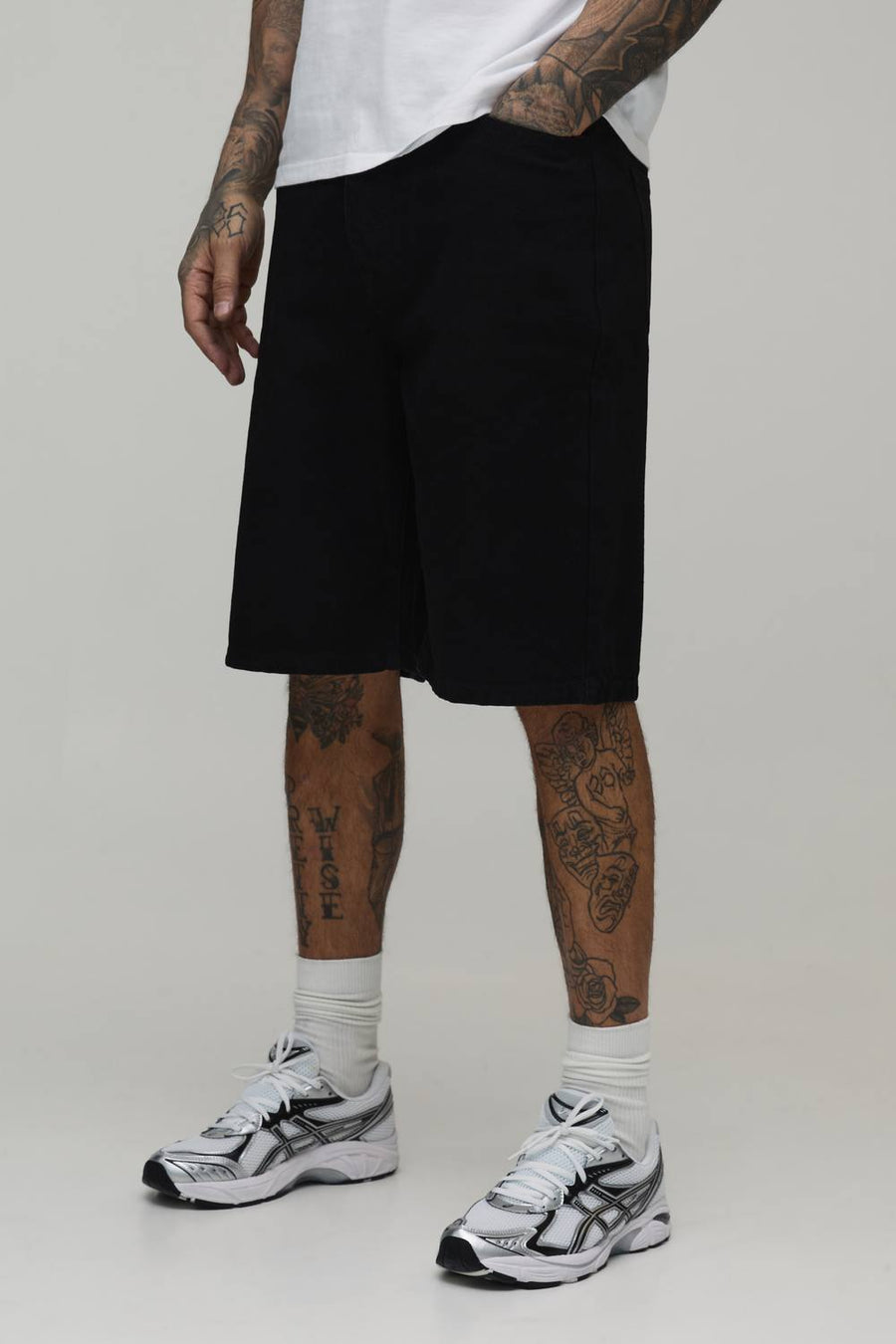 Tall Essential Relaxed Fit Denim Shorts | Black | Size 40