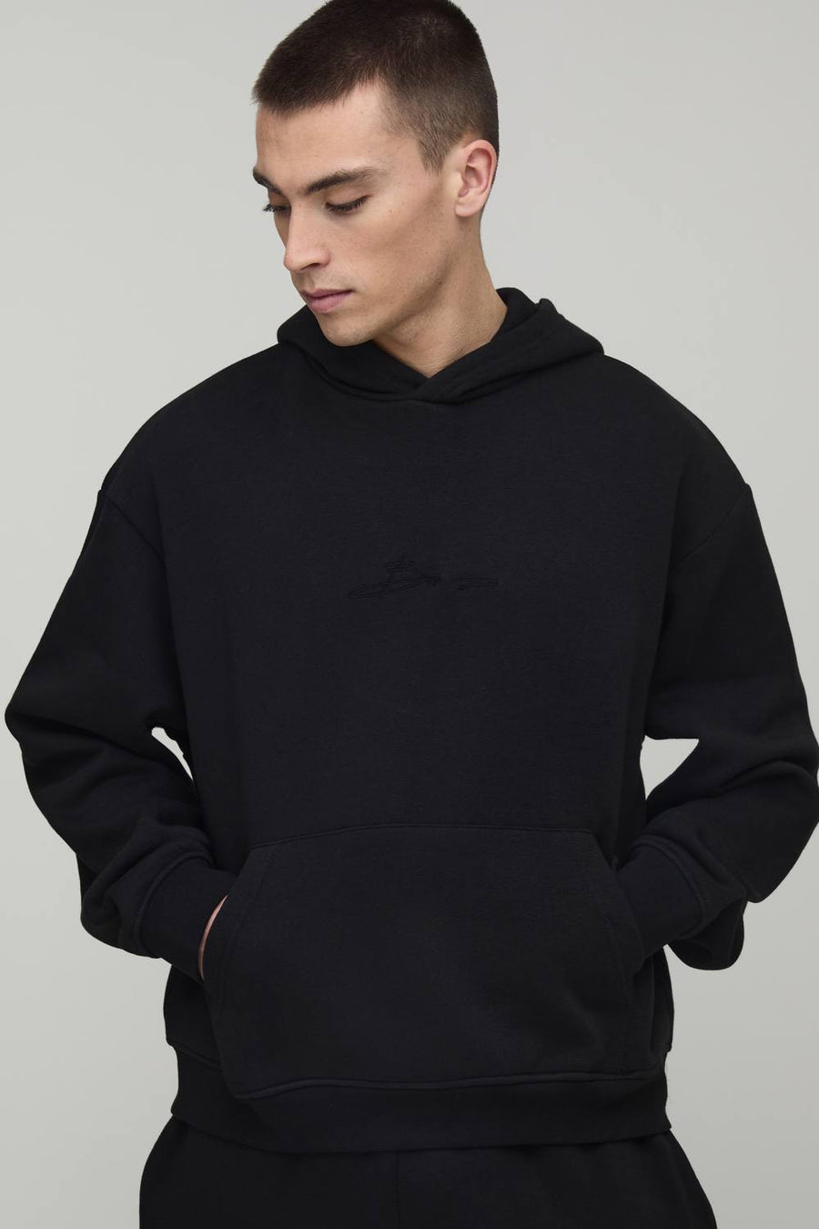 Essential BM Signature Oversized Boxy Hoodie | Black | Size Medium