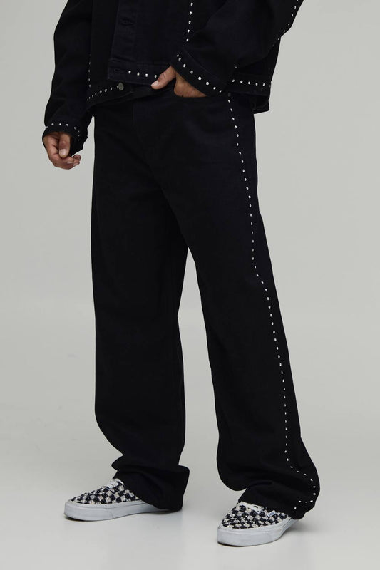 Studded Relaxed Fit Co-Ord Jeans | True Black | Size 34R