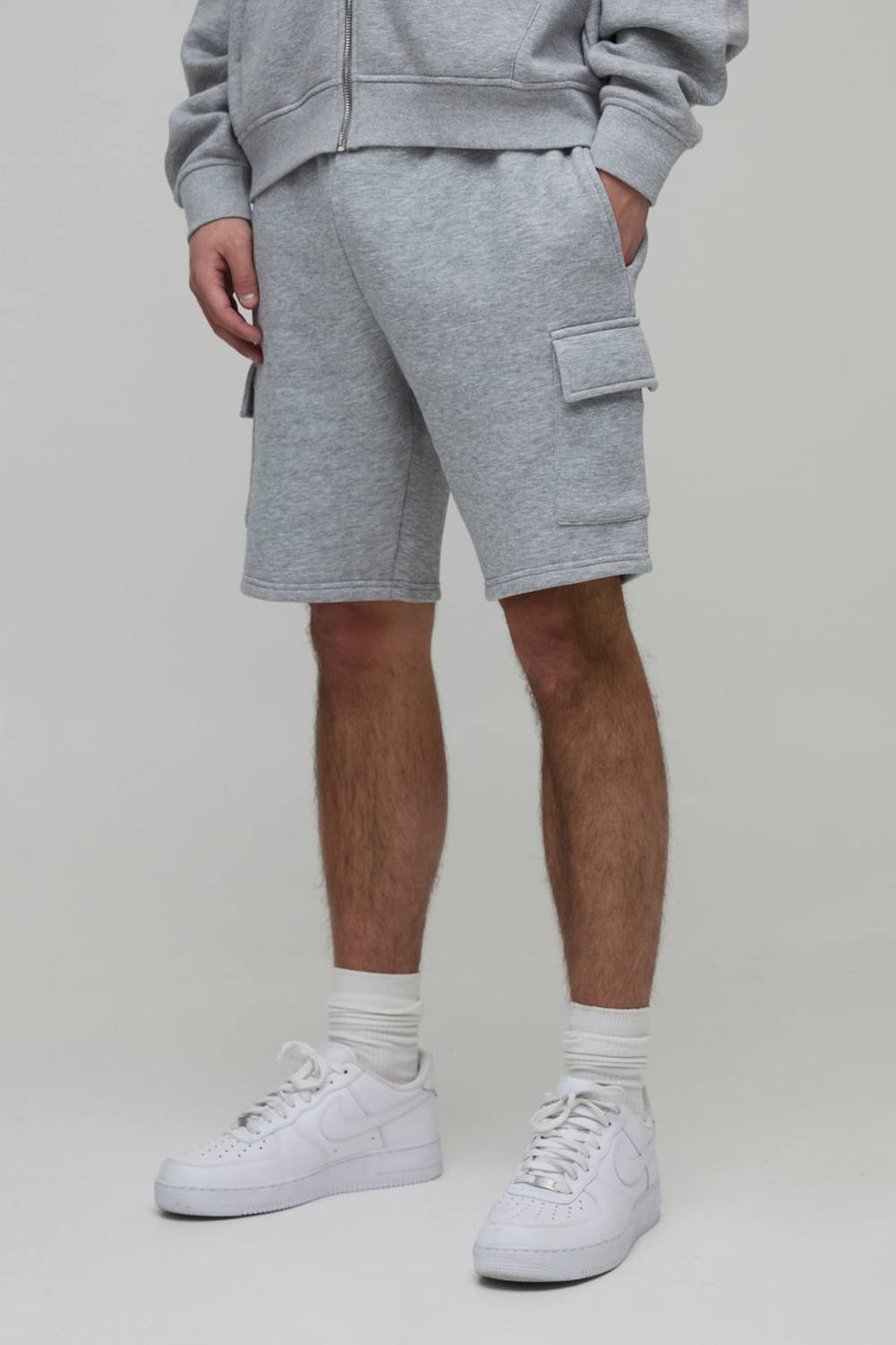 Essential Slim Fit Cargo Jersey Short | Grey Marl | Size Small