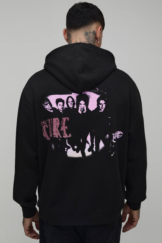 Tall Oversized The Cure License Printed Hoodie | Black | Size Medium
