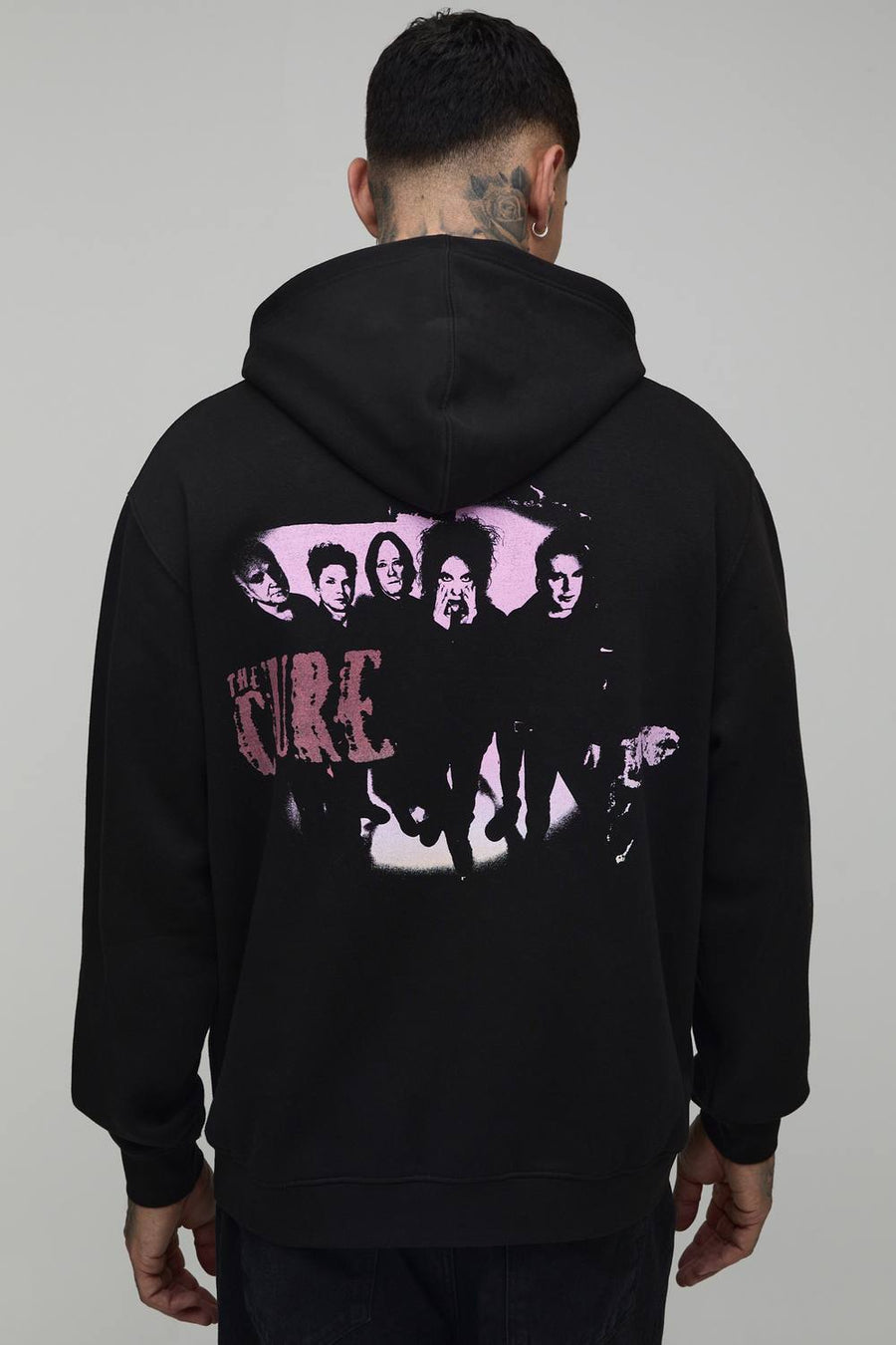 Tall Oversized The Cure License Printed Hoodie | Black | Size Medium