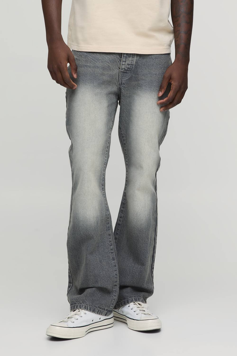 Essential Slim Flare Rigid Washed Jeans | Stone | Size 40L