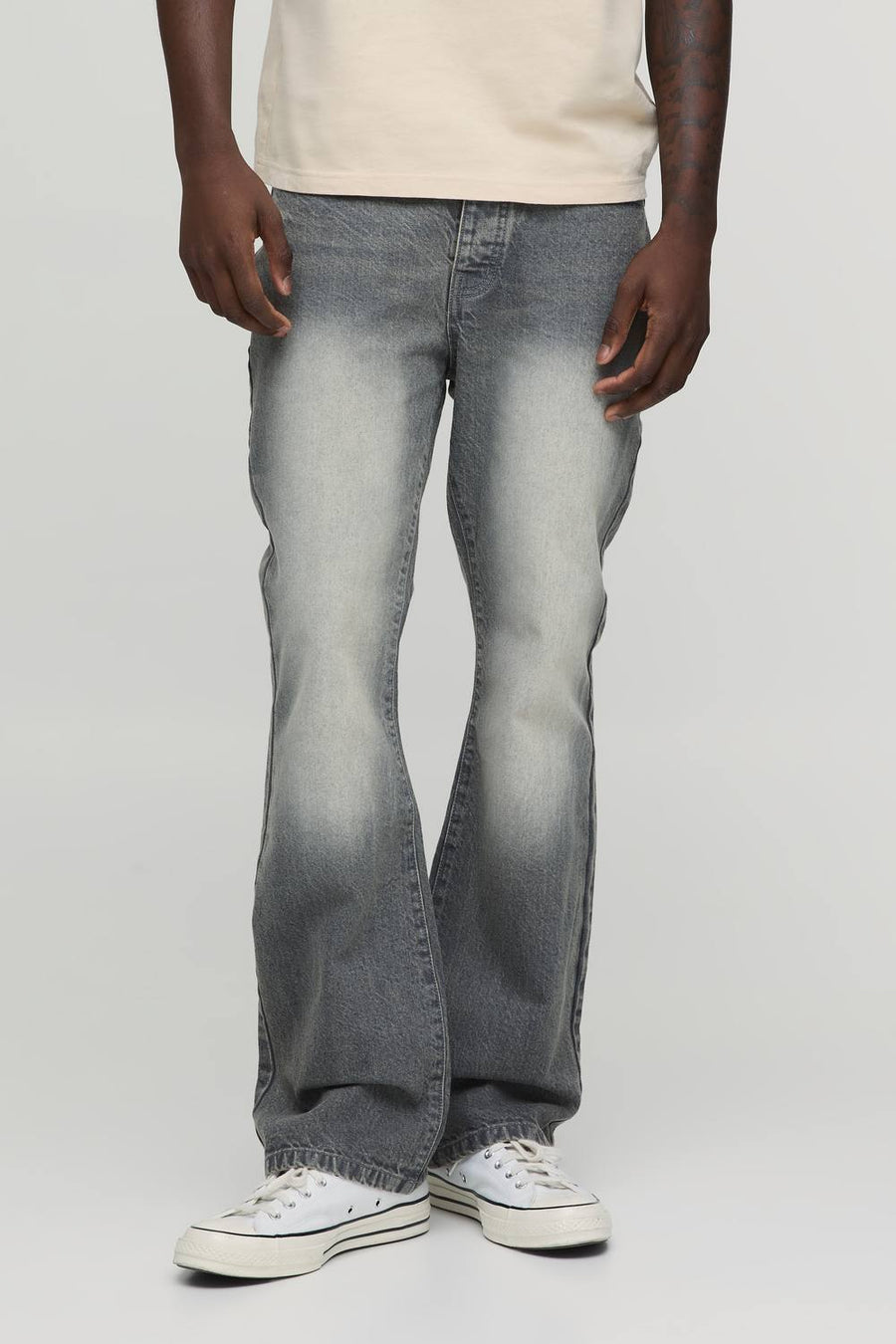 Essential Slim Flare Rigid Washed Jeans | Stone | Size 40L