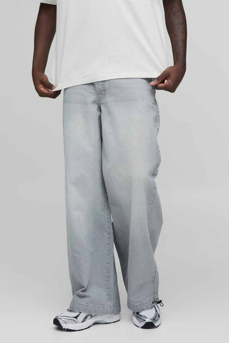Essential Baggy Parachute Fit Rigid Washed Jeans | Grey | Size 40L