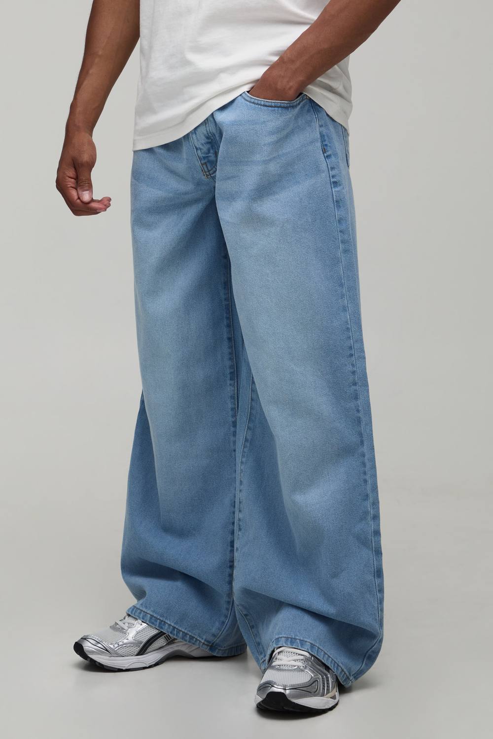 Essential Baggy Fit Rigid Washed Jeans | Light Blue | Size 40L
