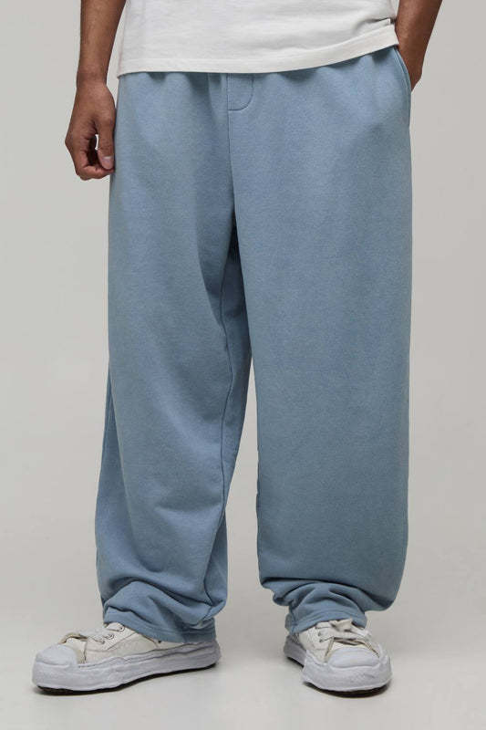 Men's Balloon Fit Washed Loopback Joggers | Washed Blue | Size Medium | BOOHOOMAN