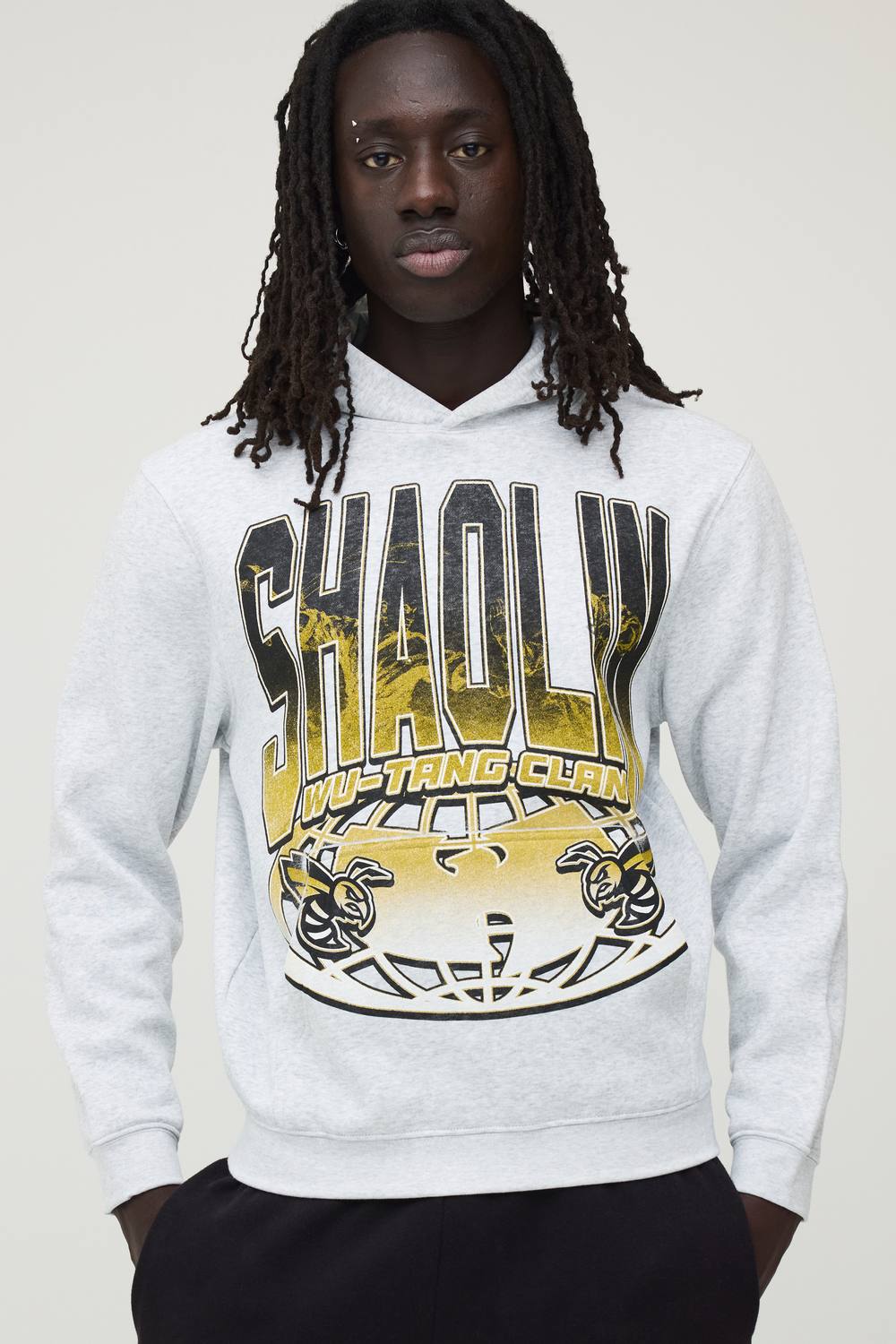 Regular Wu-Tang Licensed Print Hoodie | Grey Marl | Size Medium