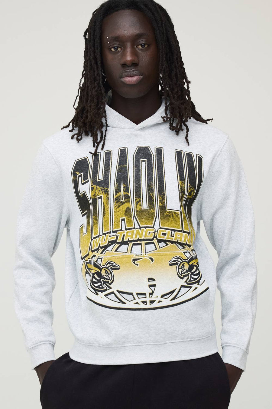Regular Wu-Tang Licensed Print Hoodie | Grey Marl | Size Medium