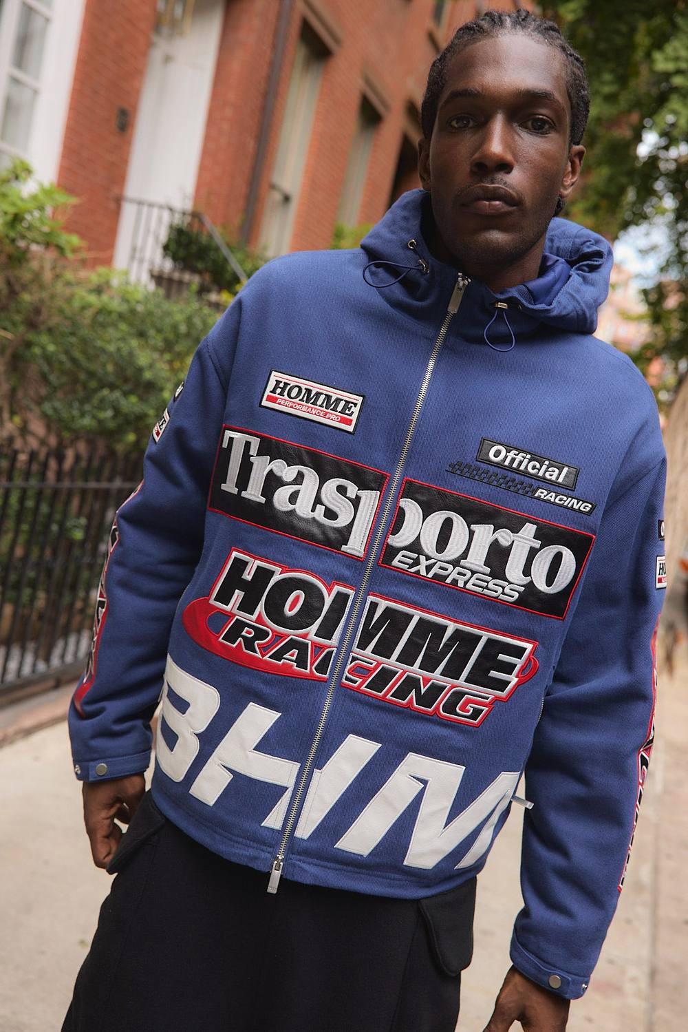 Oversized MAN Applique Twill Hooded Peaked Cagoule | Blue | Size Medium