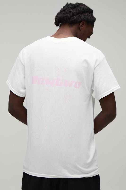 Men's Oversized Mewtwo Pokemon License Print T-Shirt | White | Size Medium | BOOHOOMAN