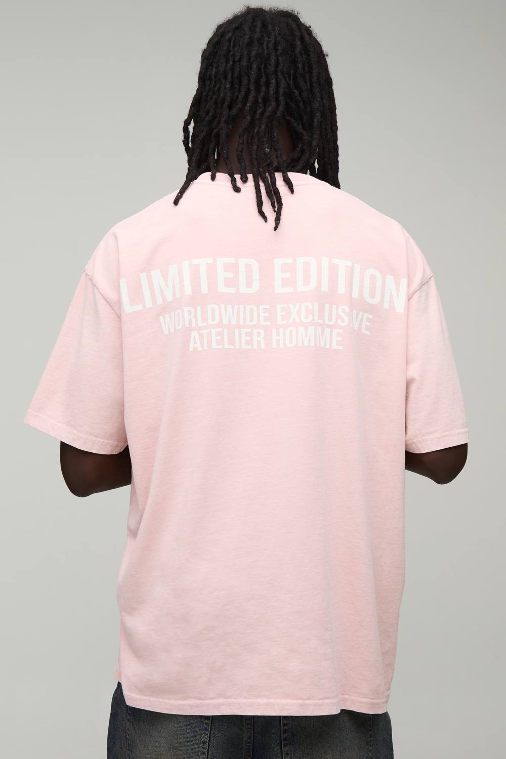 Men's Oversized Washed Limited Edition T-Shirt | Pink | Size Medium | BOOHOOMAN