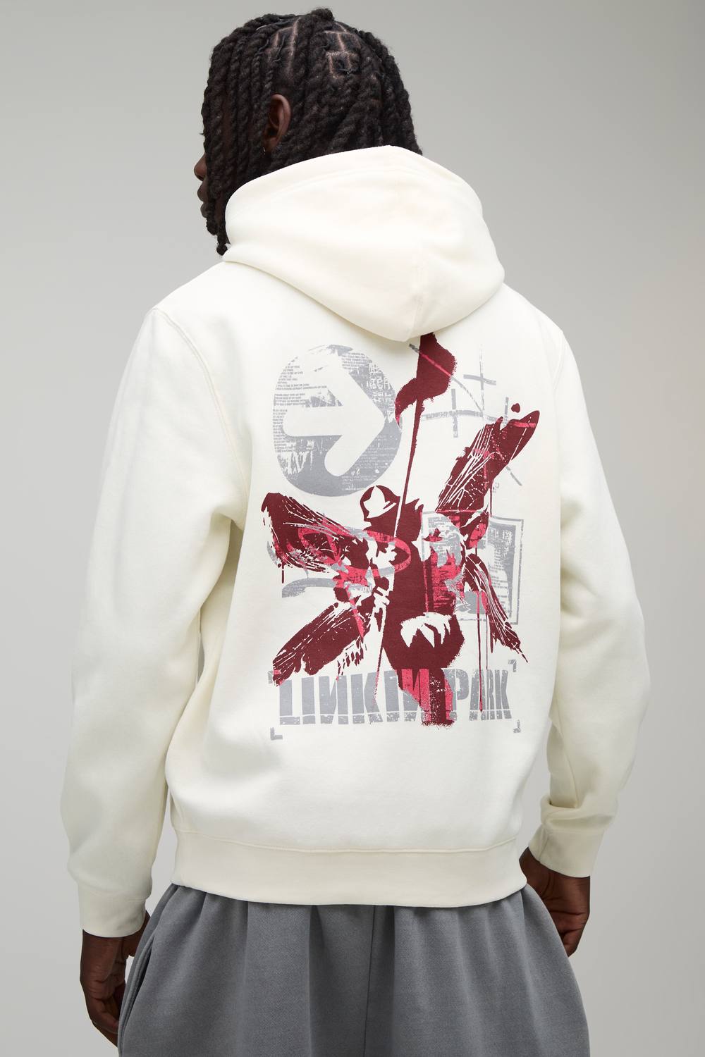 Regular Linkin Park License Print Hoodie | Ecru | Size Medium