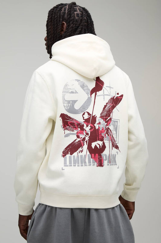 Regular Linkin Park License Print Hoodie | Ecru | Size Medium