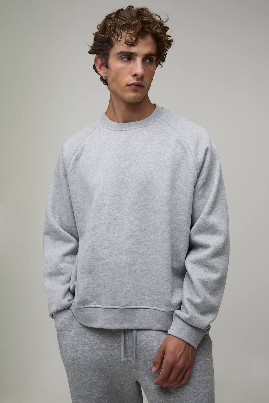 Essential Oversized Boxy Fit Raglan Sleeve Sweater | Grey Marl | Size Medium