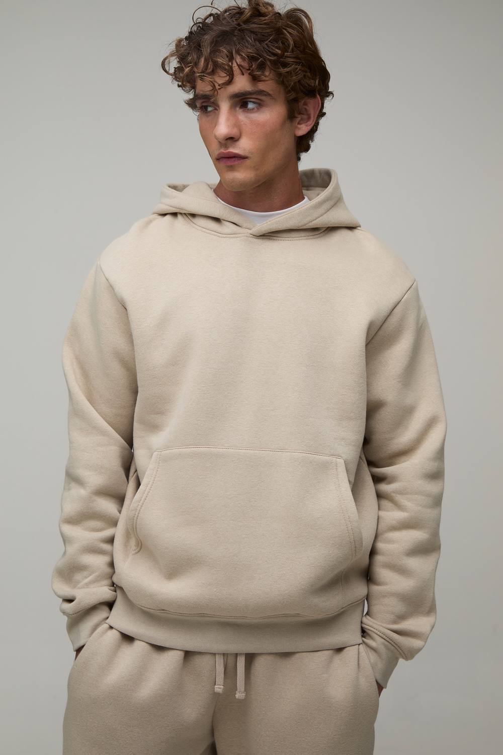 Essential Regular Fit Over The Head Hoodie | Stone | Size Medium