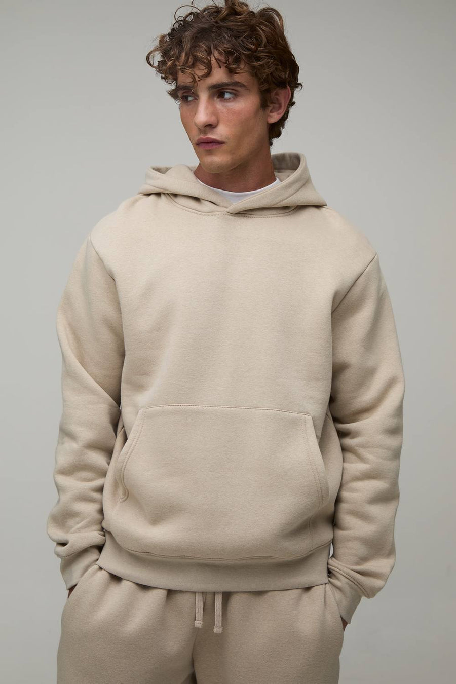 Essential Regular Fit Over The Head Hoodie | Stone | Size Medium