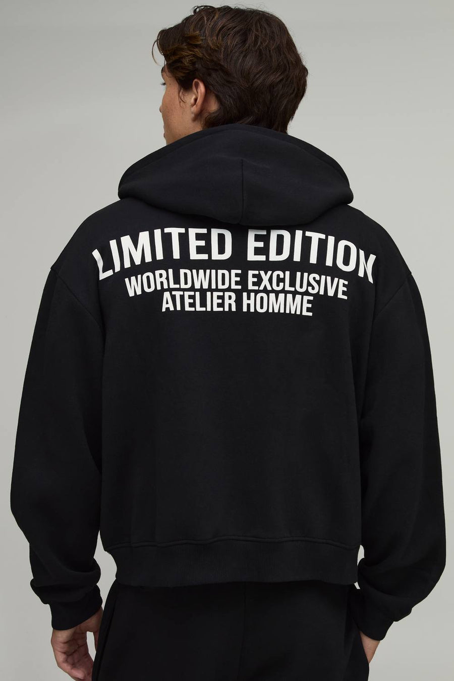 Oversized Boxy Limited Edition Zip Through Hoodie | Black | Size Large