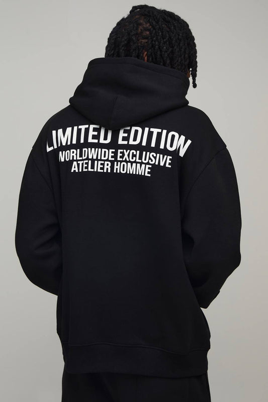Tall Oversized Limited Edition Over The Head Hoodie | Black | Size Medium
