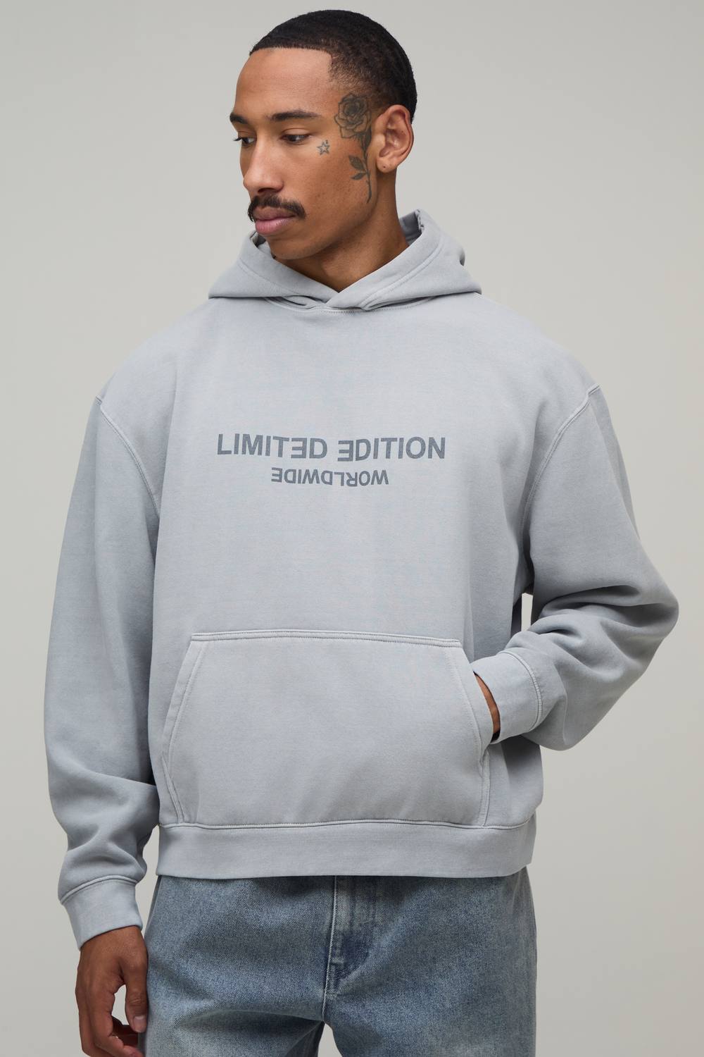 Oversized Boxy Limited Edition Washed Hoodie | Washed Grey | Size Medium