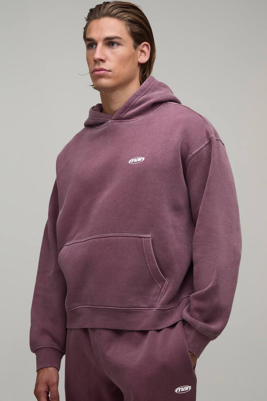 Oversized Man Sport Washed Hoodie | Red | Size Medium