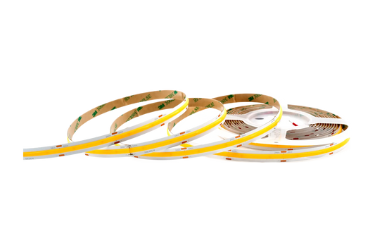 COB LED Streifen 10 mm – 528 LEDs/m, 24V, 14W/m, 1400 lm/m, 5m – Warmweiß 2700K CRI>90, IP33, punktfrei
