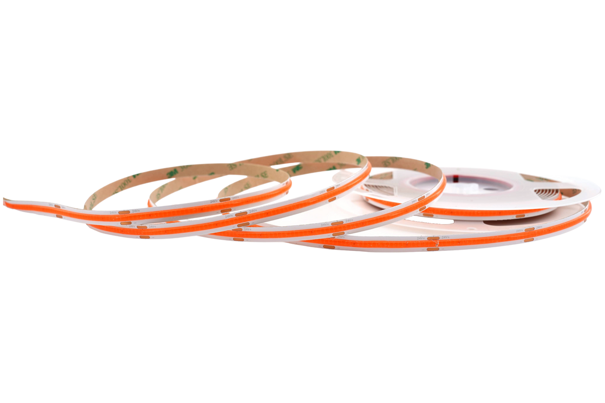 COB LED Streifen 8 mm – 480 LEDs/m, 24V, 10W/m, 410 lm/m, 5m – Pink, IP33, punktfrei