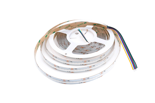 COB RGBCCT LED Streifen 12 mm, 840 LEDs/m, 24V, 21 W/m, RGB und CCT 3000-6000K, IP65, wasserfest