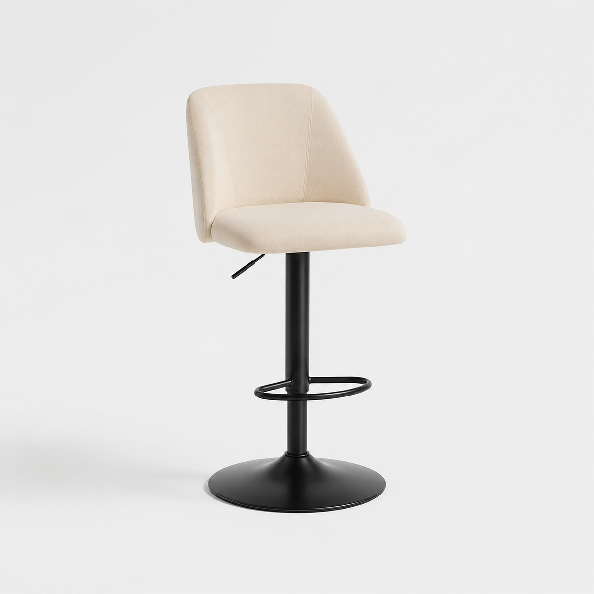 COLAMY Modern Upholstered Adjustable Height Bar Stools - Beige Fabric / 1 Piece