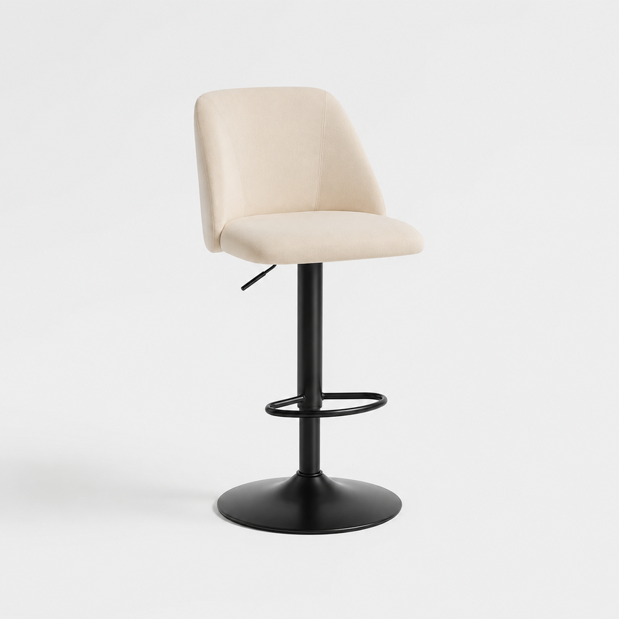 COLAMY Modern Upholstered Adjustable Height Bar Stools - Beige Fabric / 1 Piece