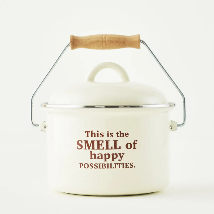 Cozy Printed Enamel Casserole Pot With Wooden Handle