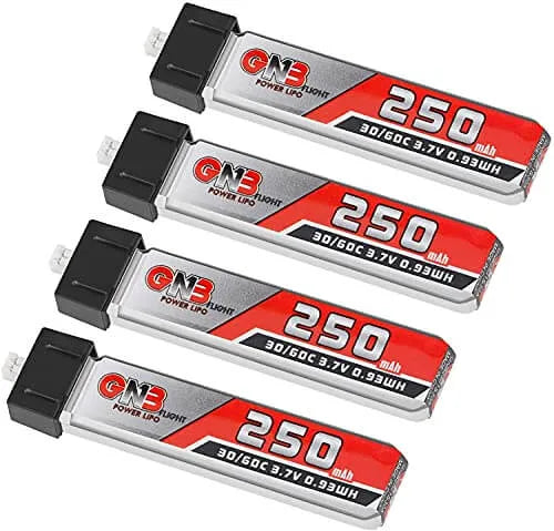 Crazepony 4PCS 250mAh 1S LiPo Battery 3.7V 30C for Tiny Whoop & FPV Drones with Micro JST Connector - US Only
