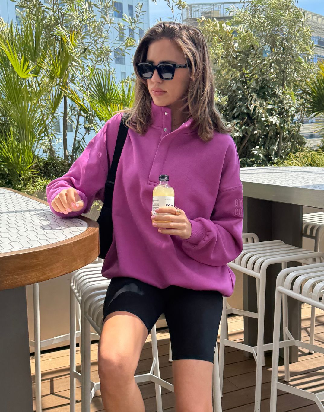 Snap Collar Sierra Sweatshirt in Crisp Pink - XXS/6-10 / Crisp Pink
