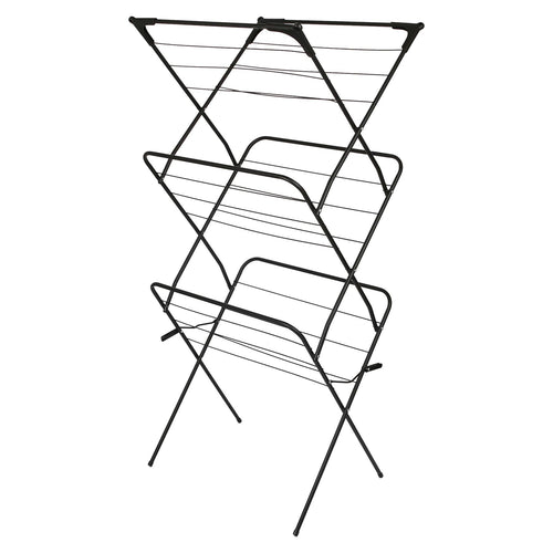 3 Tier Foldable Clothes Airer - Black